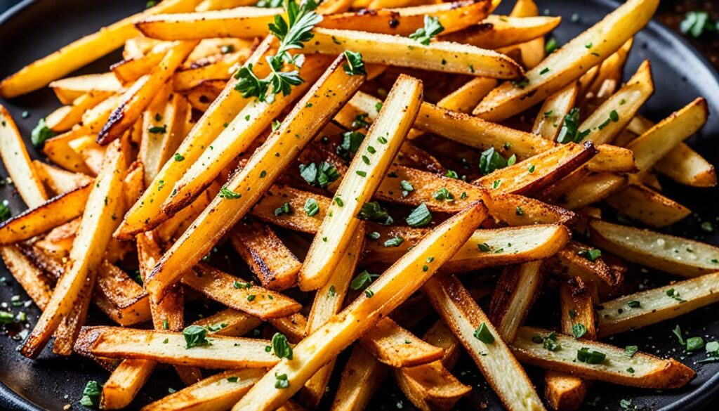 Air fryer crispy fries with seasonings