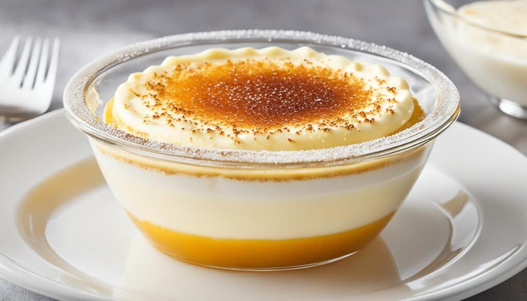 Caramelized sugar topping on crème brûlée