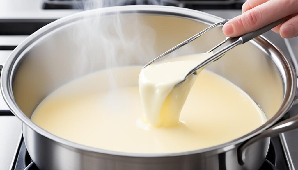 Double boiler custard heating technique