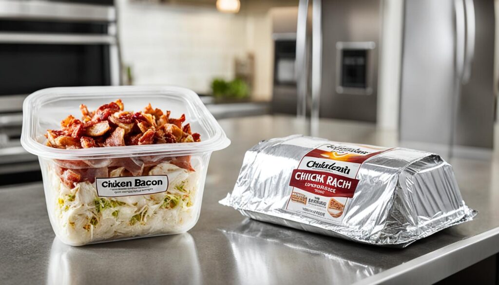 chicken bacon ranch wrap storage