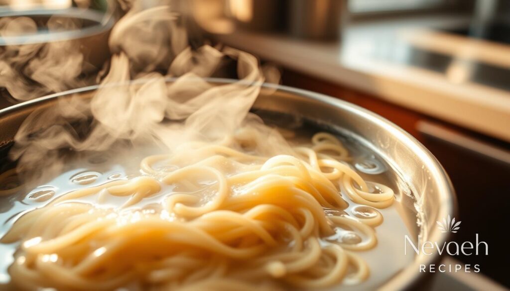 Boiling soba noodles