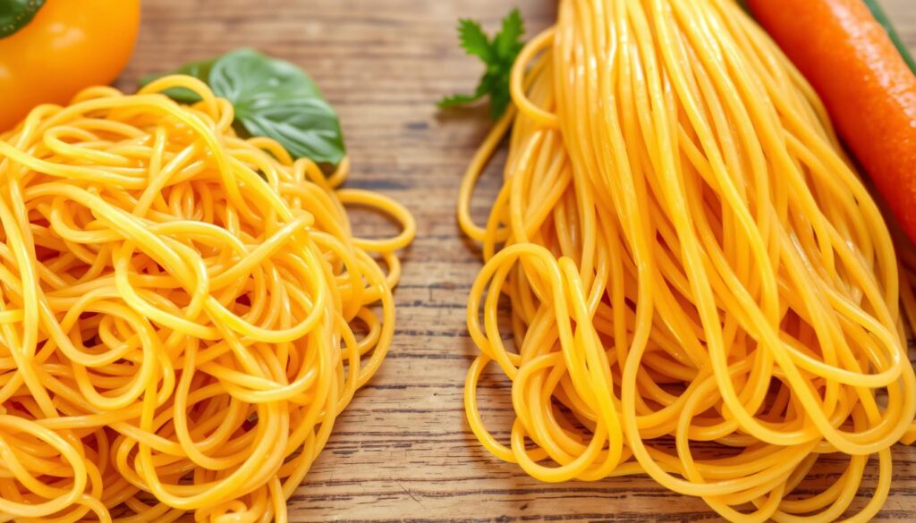 Chow mein noodles and spaghetti comparison