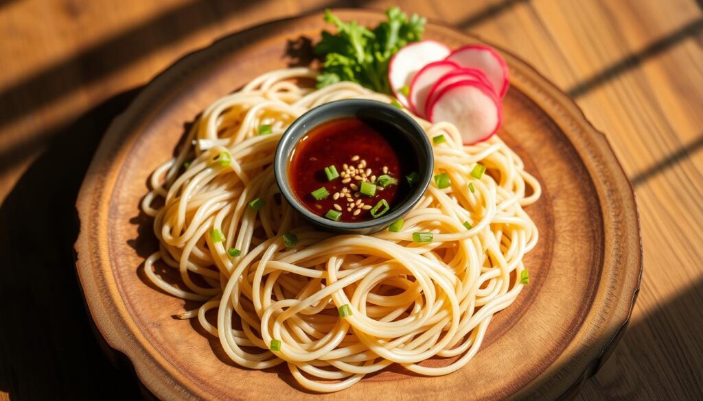 Cold soba noodles with dipping sauce