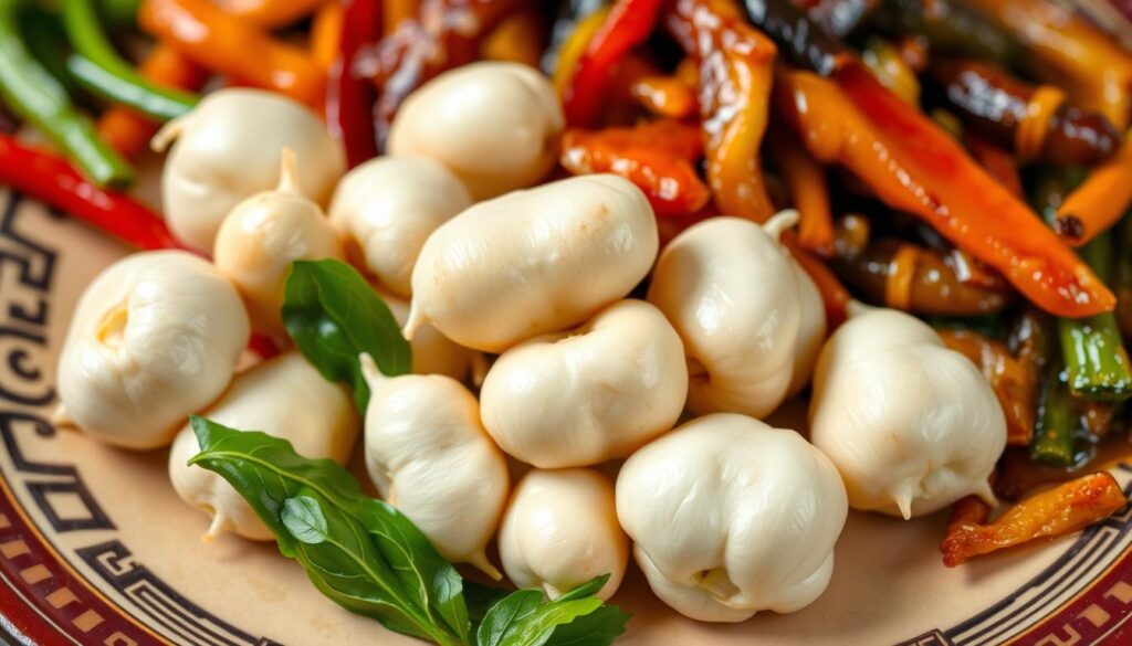 What are the crunchy white vegetables in Chinese food?