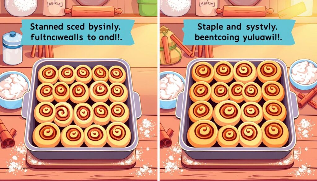 Cinnamon roll spacing techniques