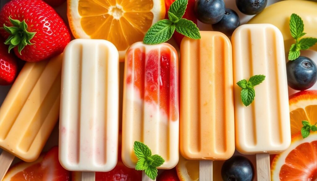 Creamy popsicles with different sweeteners