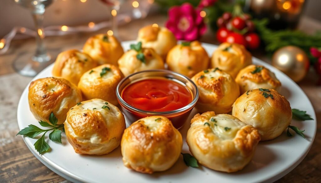 Garlic cheese bombs as party appetizers