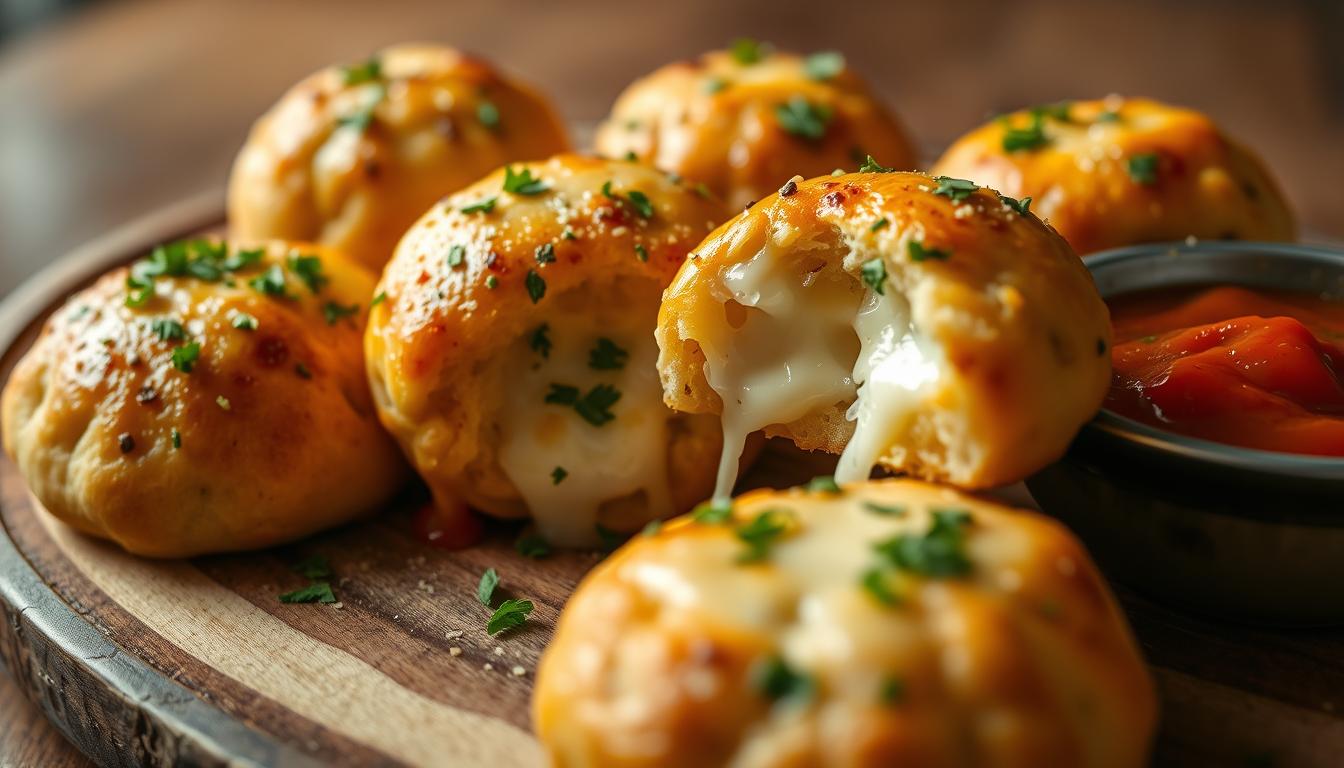 Garlic cheese bombs with pizza dough