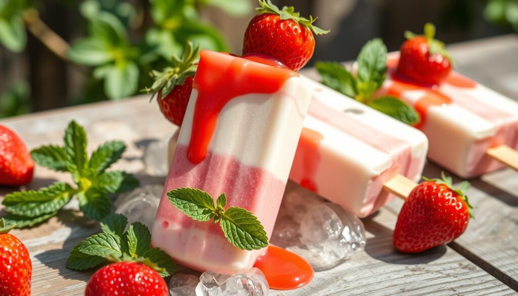 Strawberry cheesecake popsicles