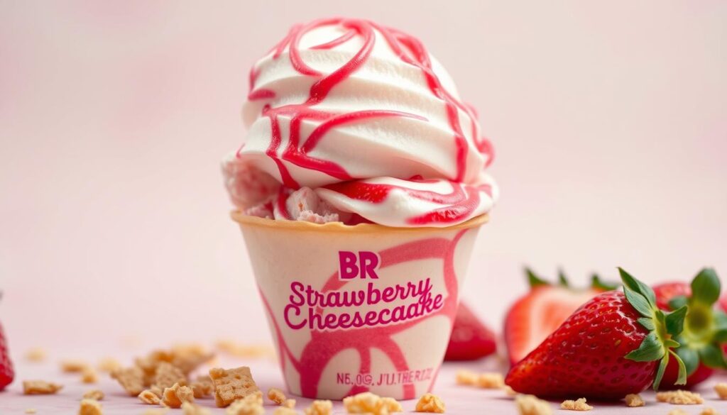 What is in Baskin Robbins strawberry cheesecake?