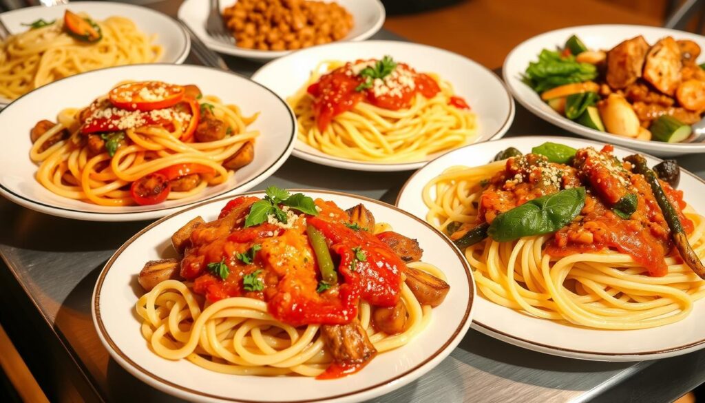 Wide egg noodles in American pasta dishes