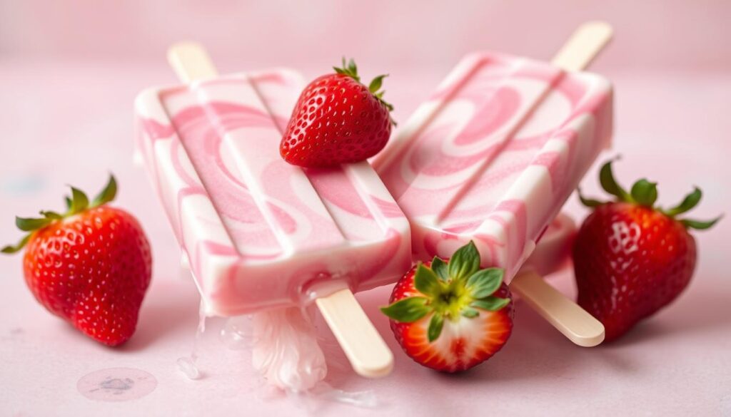 creamy strawberry cheesecake popsicles with no yogurt​