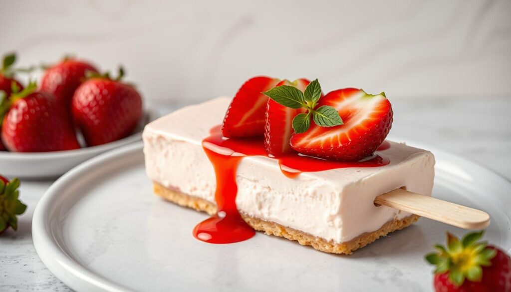 strawberry cheesecake paleta no yogurt