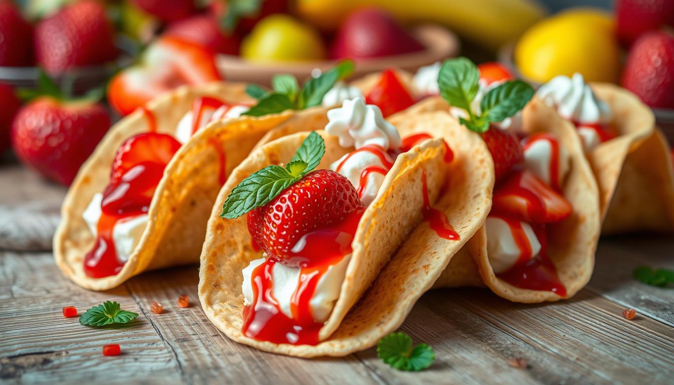 strawberry cheesecake tacos