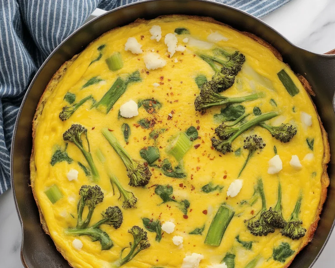 Delicious homemade frittata served for brunch with fresh ingredients.