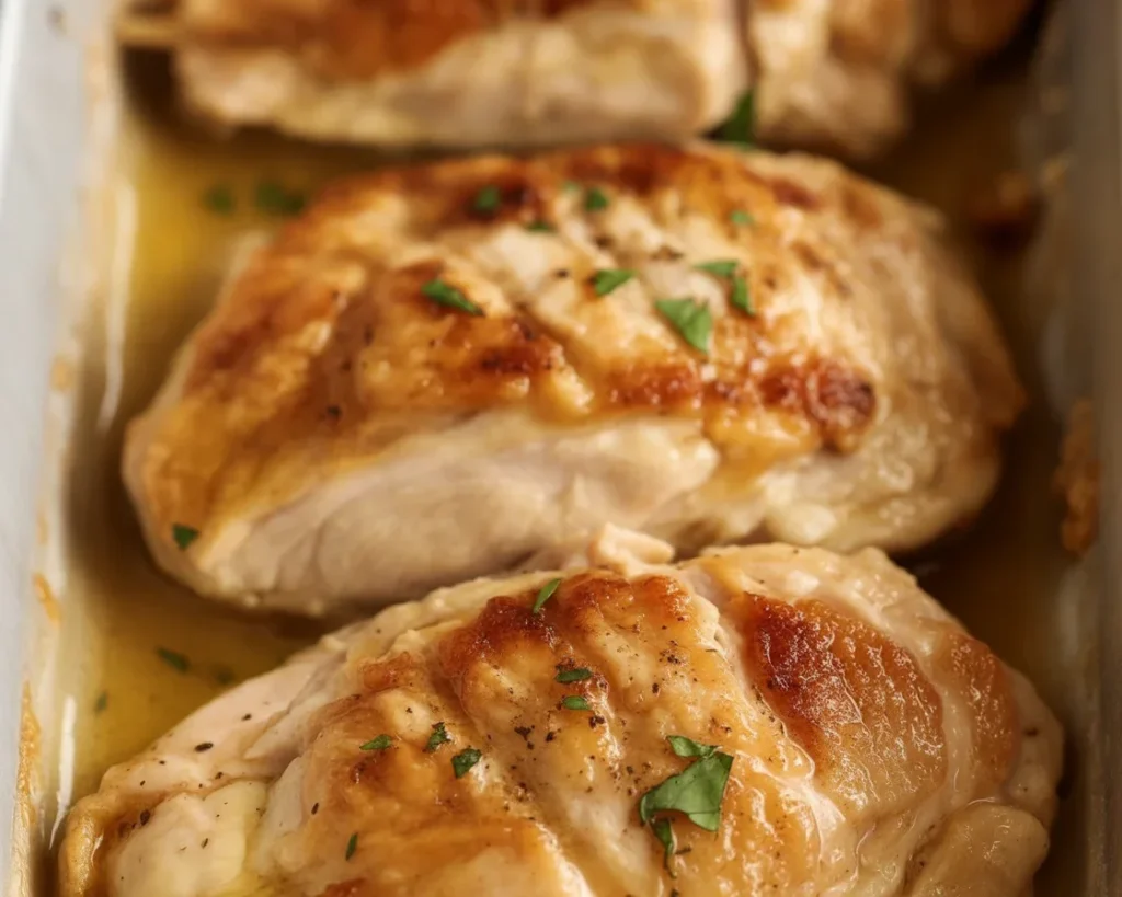 Melt in your mouth chicken breasts baked with mayonnaise and Parmesan cheese.