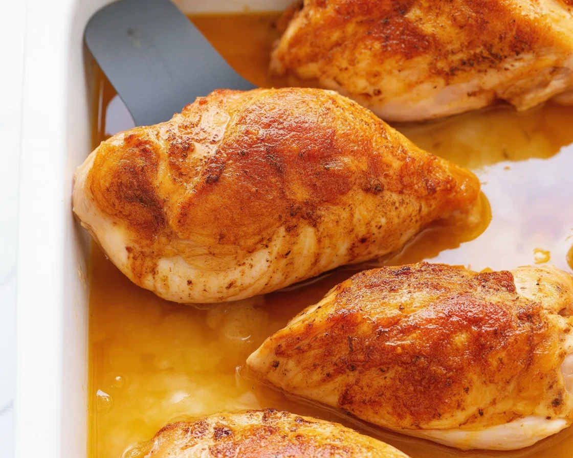 Oven roasted boneless chicken breasts seasoned and ready to bake.