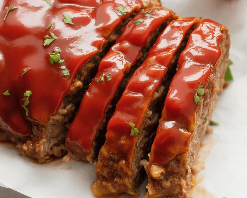 Homemade Cracker Barrel Meatloaf with ingredients like ground beef, Ritz crackers, and peppers.