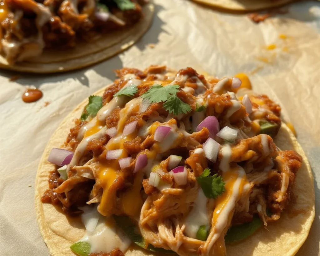 Delicious BBQ Chicken Tostadas topped with flavorful ingredients for a quick meal