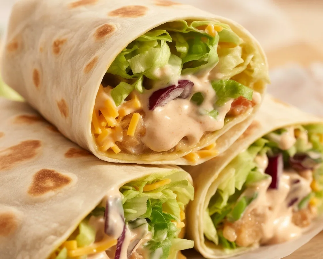 Delicious Big Mac Wraps filled with beef, lettuce, pickles, and special sauce.