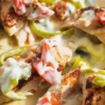 Creamy Pepperoncini Chicken Tender Skillet with rich sauce and tender chicken strips