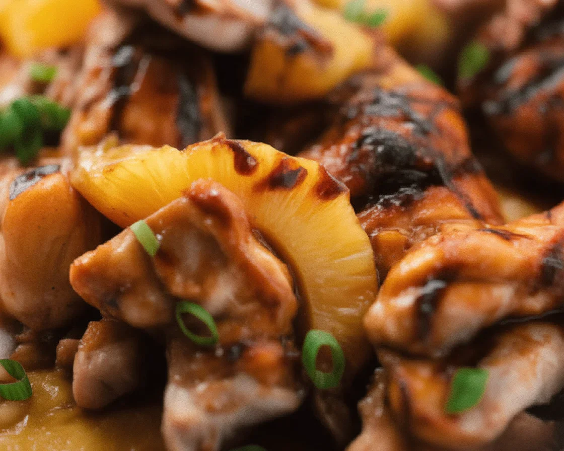 Grilled Hawaiian Huli Huli Chicken with savory pineapple sauce and fresh ingredients.