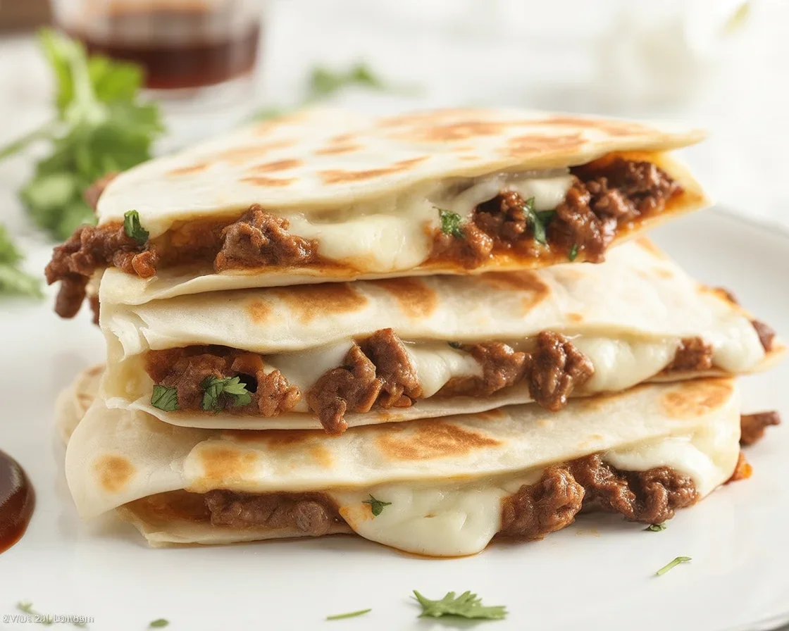 Steak and Cheese Quesadillas filled with steak and melted cheese