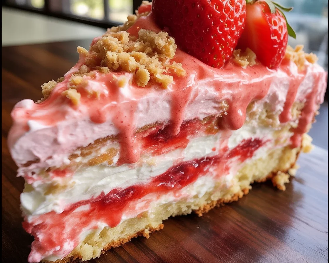 Berrylicious Strawberry Crunch Cheese Cake with fresh strawberries and graham cracker crust