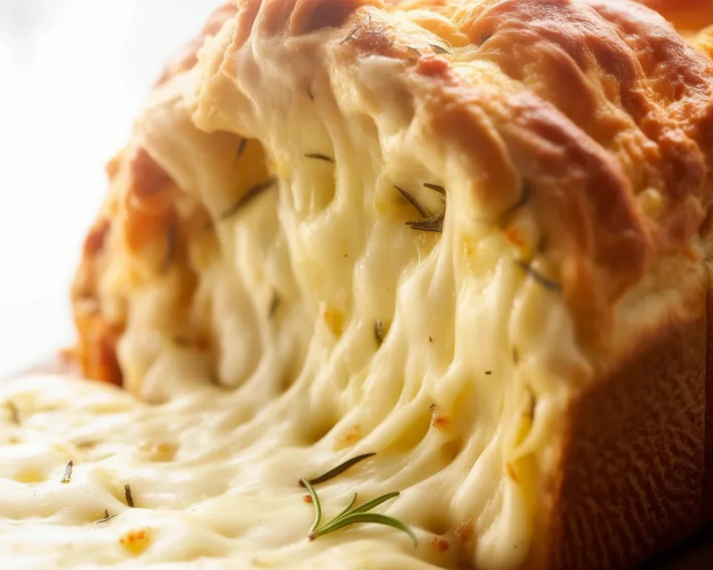 Freshly baked Rosemary Garlic Pull Apart Bread with garlic, butter, and herbs.