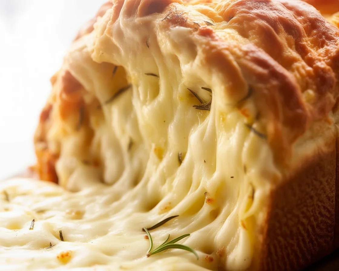 Freshly baked Rosemary Garlic Pull Apart Bread with garlic, butter, and herbs.