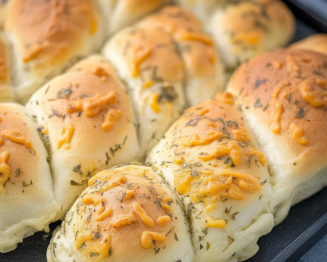 Homemade Subway Italian Herb & Cheese Bread topped with cheese and herbs