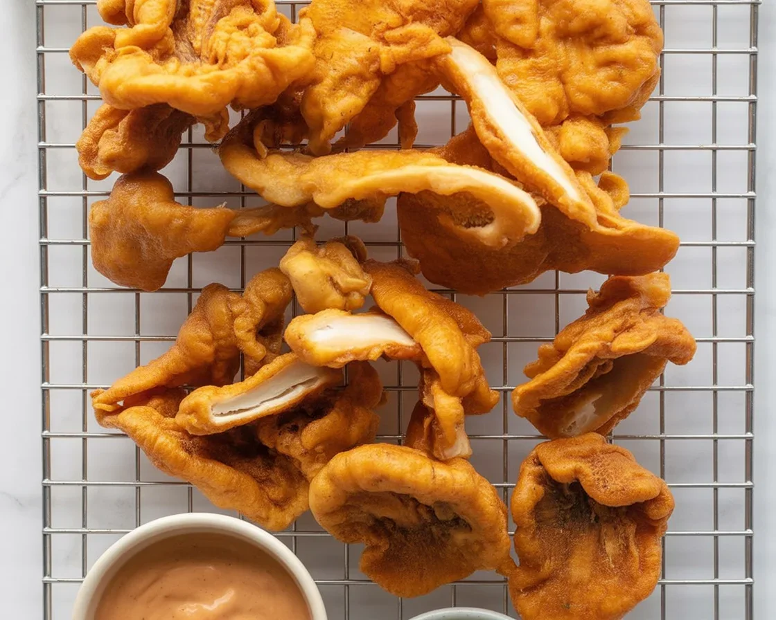 Crispy Fried Oyster Mushrooms served as an appetizer, vegan-friendly dish.