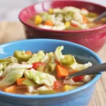 Healthy Fat-Burning Cabbage Soup with onions, carrots, and bell peppers