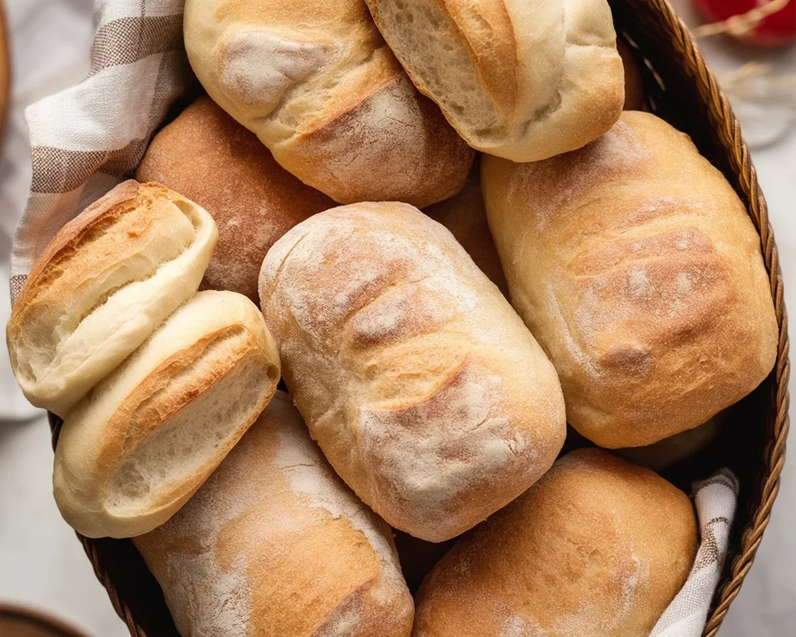Homemade Ciabatta Bread fresh out of the oven, showcasing its airy and chewy texture.