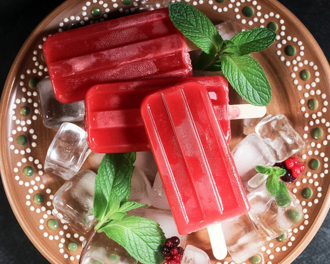 Frozen Paletas with Hibiscus and Berries, a refreshing summer dessert.