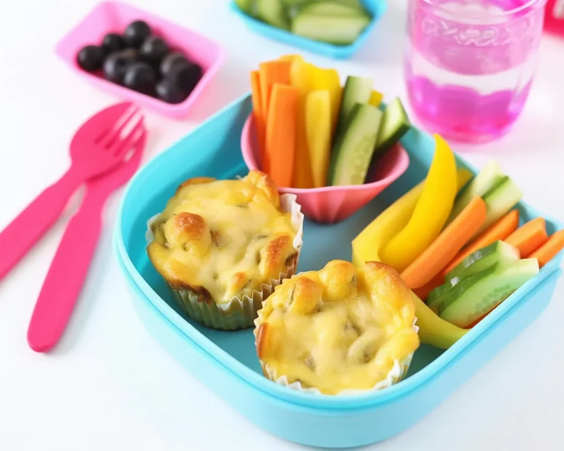 Baked Mac and Cheese Muffins perfect for school lunch boxes