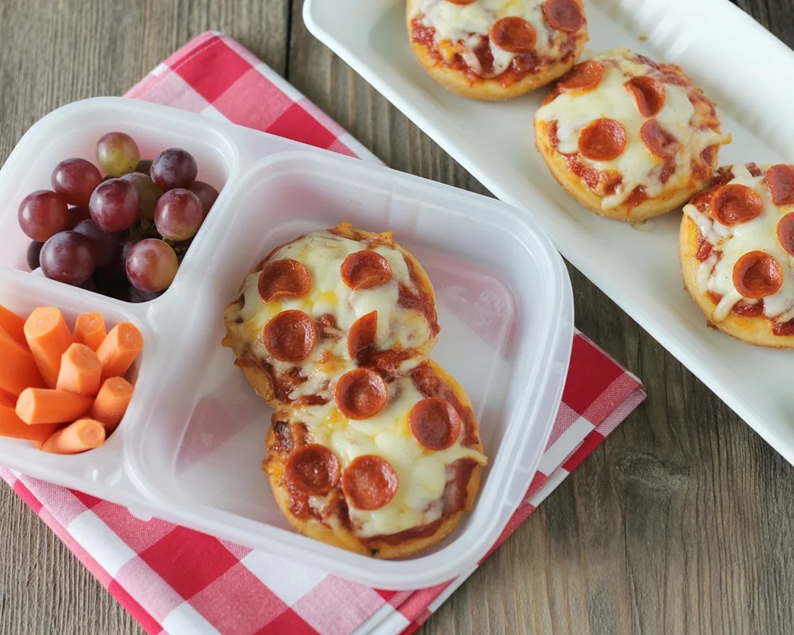 Mini Pizza Bagels for Lunch Boxes - easy, fun, and customizable lunch option for kids.