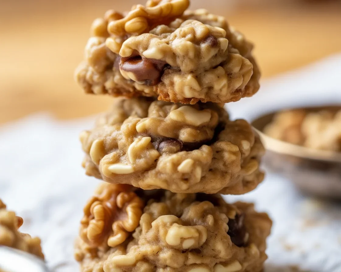 Delicious healthy banana oatmeal cookies made with oats and ripe bananas.