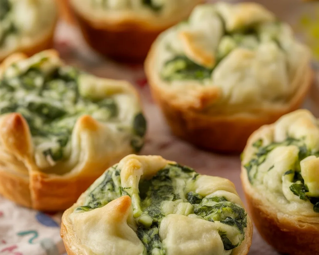 Spinach and Cheese Puff Pastry Parcels with flaky crust and cheesy filling.