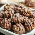Delicious New Orleans Pecan Clusters made with pecans and creamy chocolate.